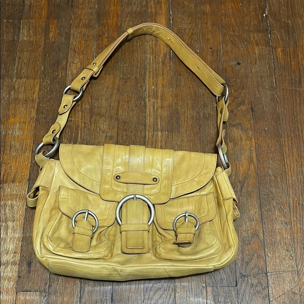Vintage Yellow Leather Shoulder Bag